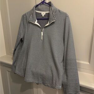 J. Crew Navy & White Striped Quarter-Zip Pullover